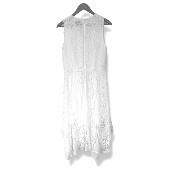 Just Taylor White Lace Handkerchief Hem Midi Dress Size 12 Wedding Bride Mother - Picture 3 of 7